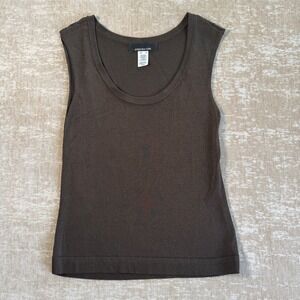 Jones New York Womens Brown Knit Sleeveless Scoop Neck Shell Tank Top Small